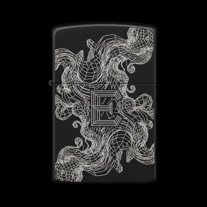 Benzinli Çakmak Ejderha Figürlü E Harfli Tasarım - V54