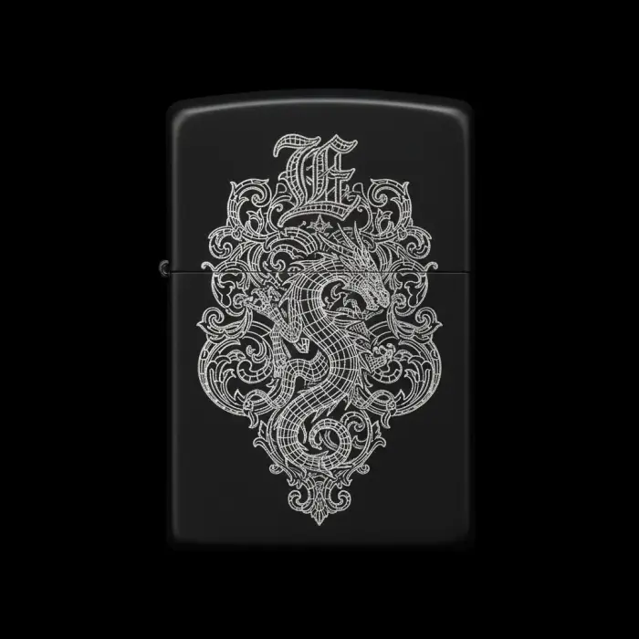 Benzinli Çakmak Ejderha Figürlü E Harfli Tasarım - V55