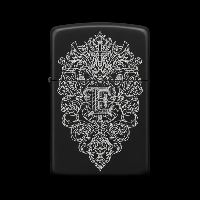 Benzinli Çakmak Ejderha Figürlü E Harfli Tasarım - V64