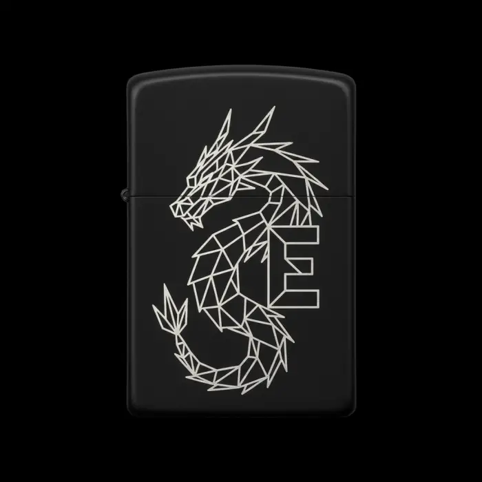 Benzinli Çakmak Ejderha Figürlü E Harfli Tasarım - V70