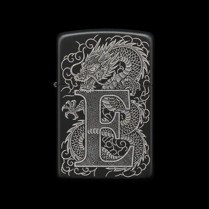 Benzinli Çakmak Ejderha Figürlü E Harfli Tasarım - V71