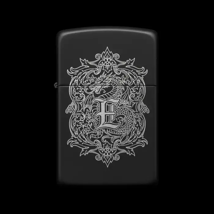 Benzinli Çakmak Ejderha Figürlü E Harfli Tasarım - V73