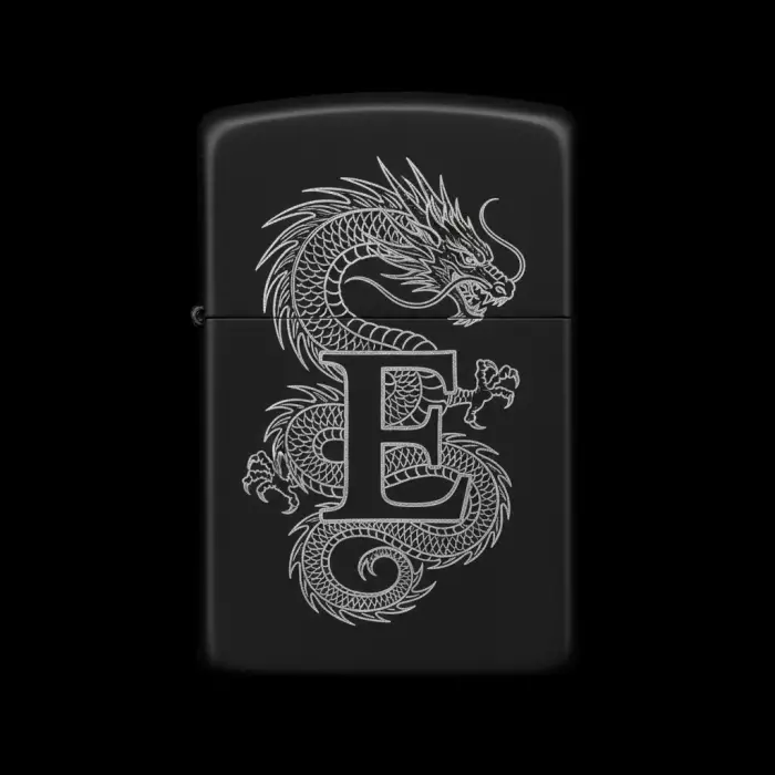 Benzinli Çakmak Ejderha Figürlü E Harfli Tasarım - V81