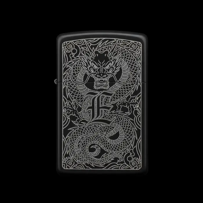 Benzinli Çakmak Ejderha Figürlü E Harfli Tasarım - V83