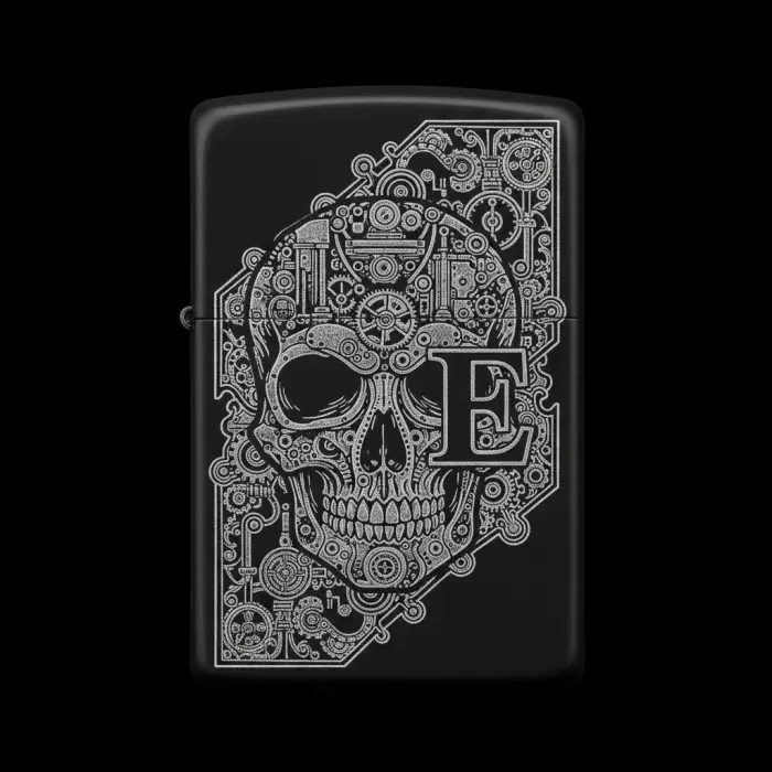 Benzinli Çakmak Kuru Kafa Figürlü E Harfli Tasarım - V17