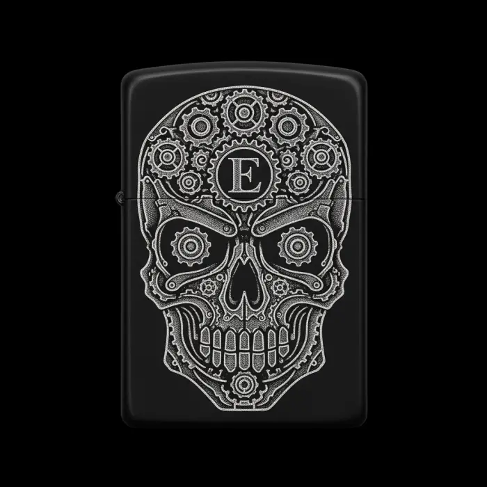 Benzinli Çakmak Kuru Kafa Figürlü E Harfli Tasarım - V18