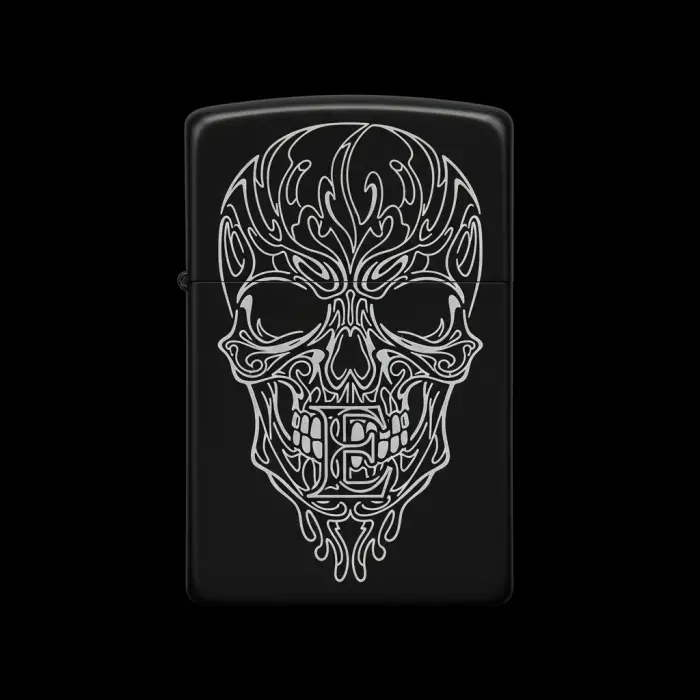 Benzinli Çakmak Kuru Kafa Figürlü E Harfli Tasarım - V20