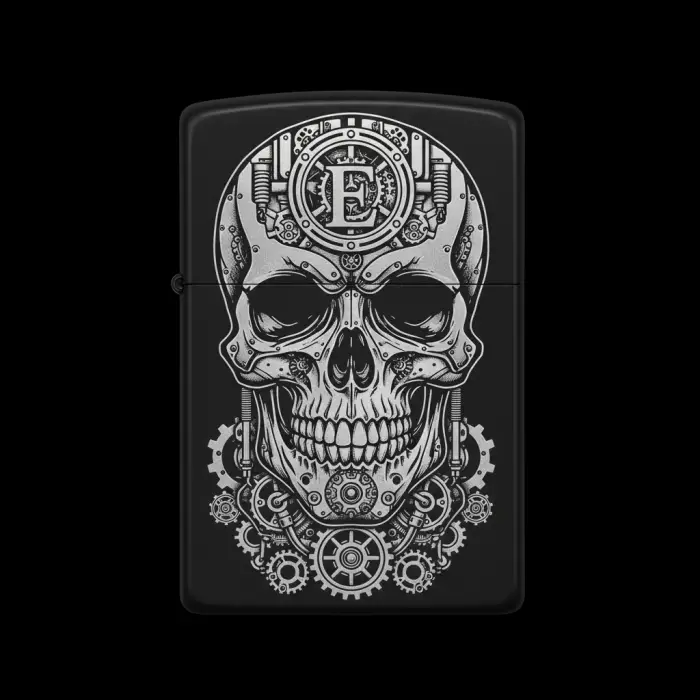 Benzinli Çakmak Kuru Kafa Figürlü E Harfli Tasarım - V26