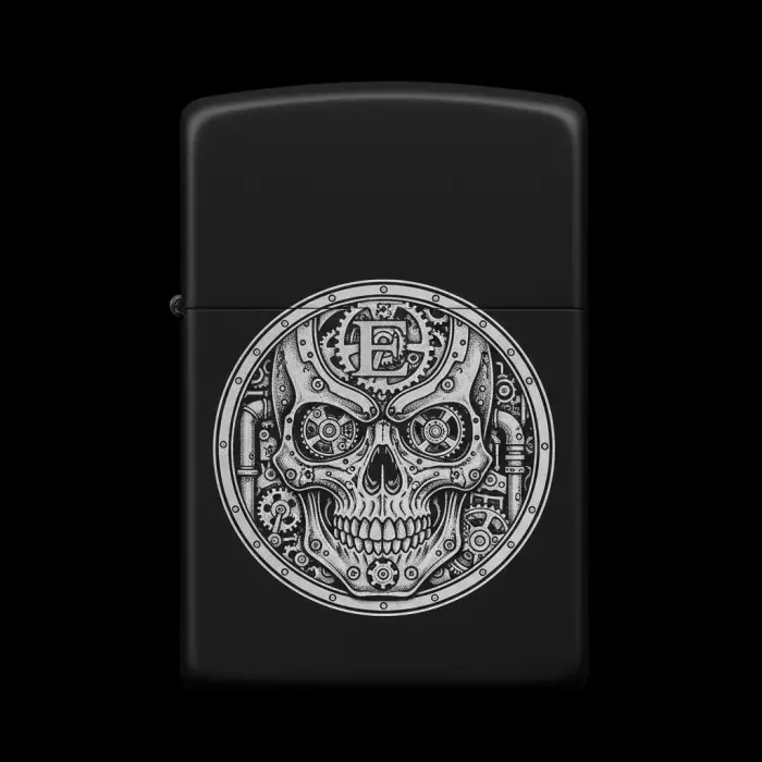 Benzinli Çakmak Kuru Kafa Figürlü E Harfli Tasarım - V59