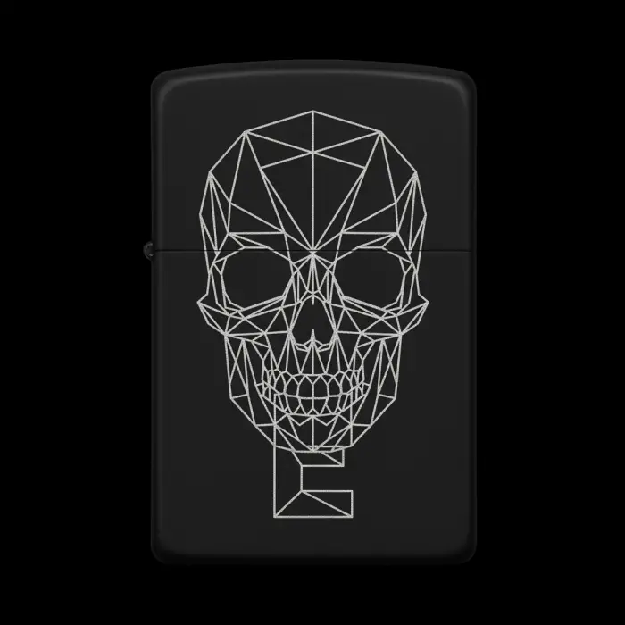 Benzinli Çakmak Kuru Kafa Figürlü E Harfli Tasarım - V6