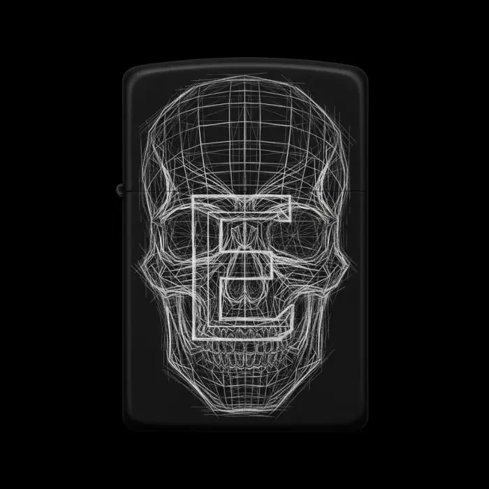 Benzinli Çakmak Kuru Kafa Figürlü E Harfli Tasarım - V62