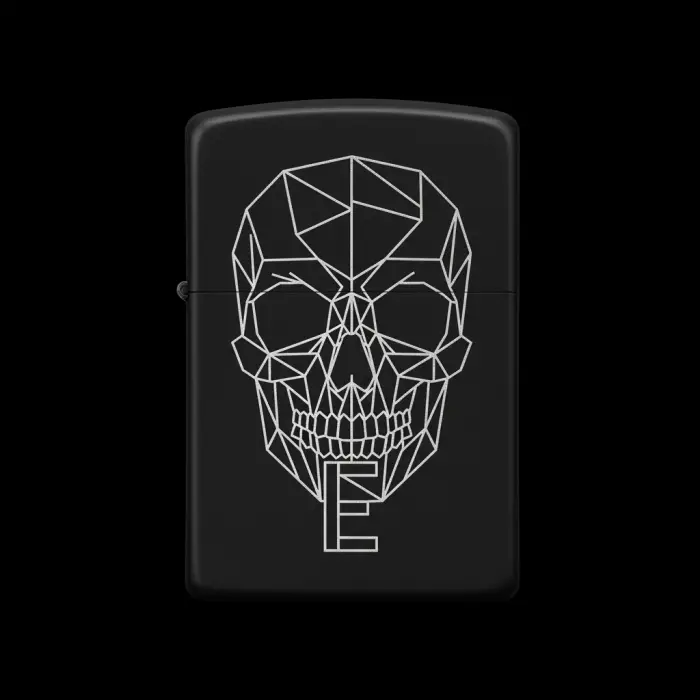 Benzinli Çakmak Kuru Kafa Figürlü E Harfli Tasarım - V65