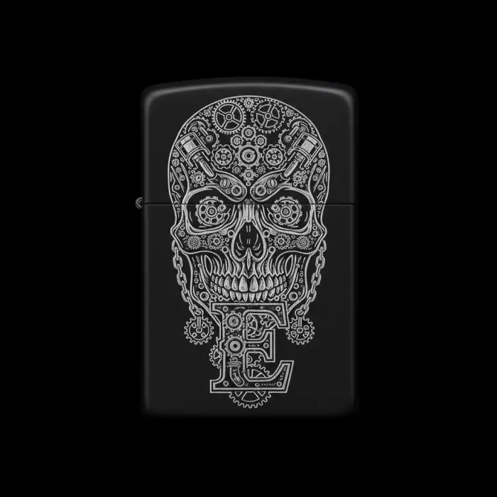 Benzinli Çakmak Kuru Kafa Figürlü E Harfli Tasarım - V66