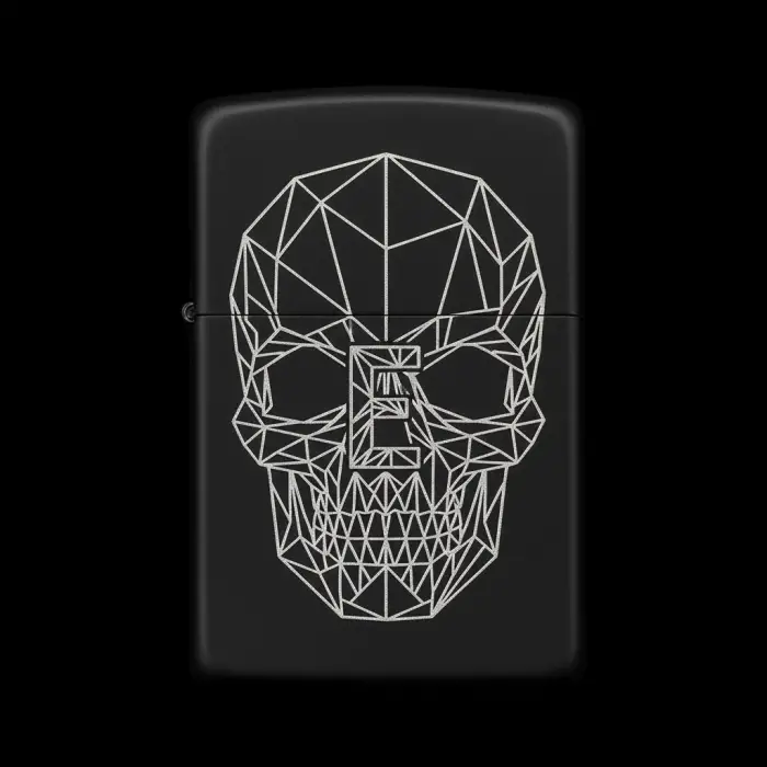 Benzinli Çakmak Kuru Kafa Figürlü E Harfli Tasarım - V87