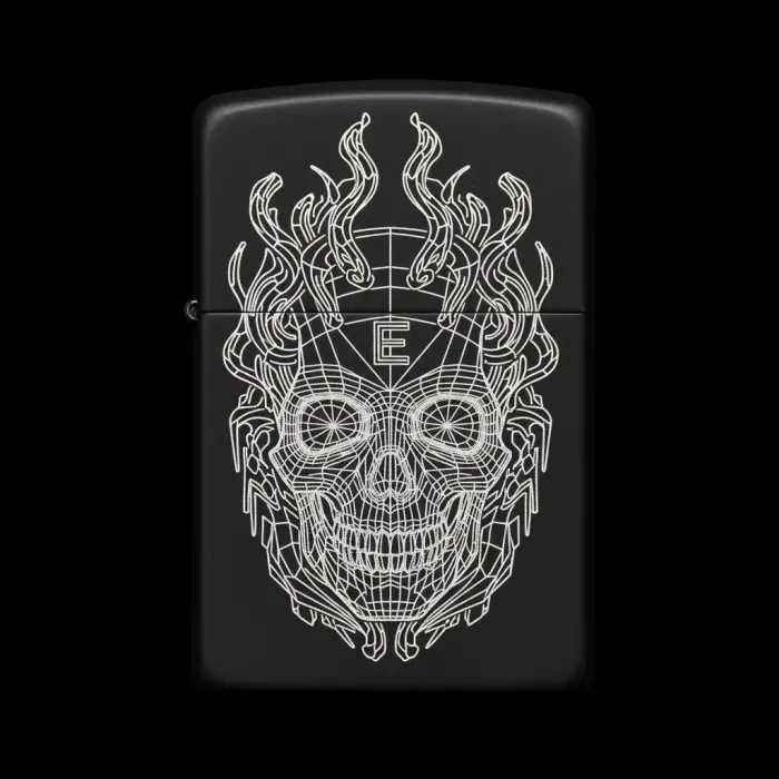 Benzinli Çakmak Kuru Kafa Figürlü E Harfli Tasarım - V89