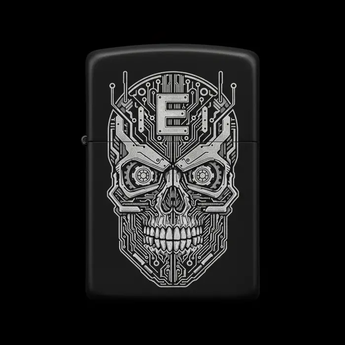 Benzinli Çakmak Kuru Kafa Figürlü E Harfli Tasarım - V92