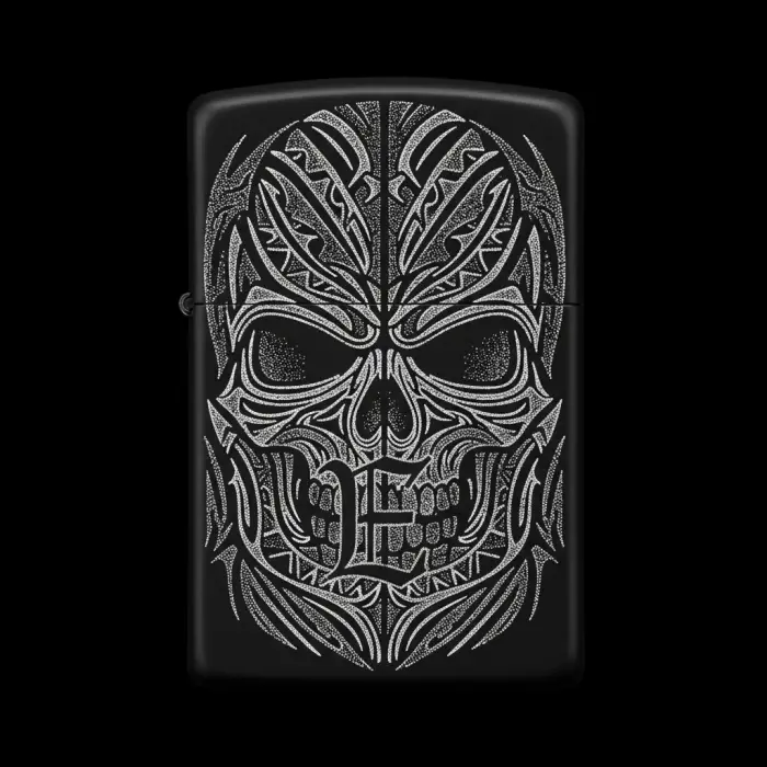 Benzinli Çakmak Kuru Kafa Figürlü E Harfli Tasarım - V94