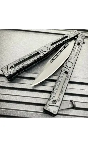 AlsepeteAvm Flame Desenli Kelebek Bıçak – Alevli Tasarım