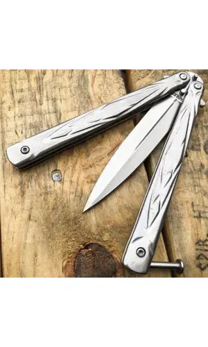 El Yapımı Gold Kuru Kafa Kelebek Çakı – Koleksiyonluk