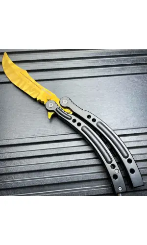 AlsepeteAvm Siyah Kuru Kafa Kelebek Bıçak – Metal Ruh