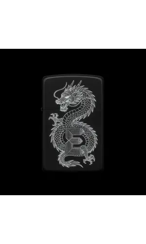 Benzinli Çakmak Ejderha Figürlü E Harfli Tasarım - V10