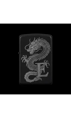 Benzinli Çakmak Ejderha Figürlü E Harfli Tasarım - V12