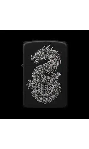 Benzinli Çakmak Ejderha Figürlü E Harfli Tasarım - V15