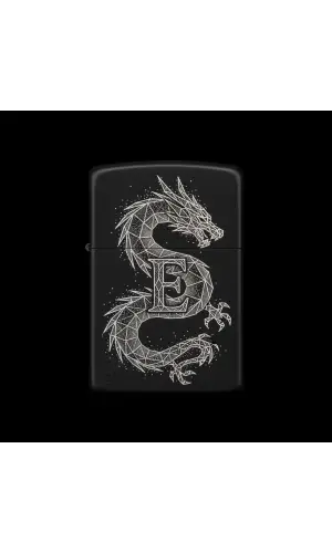 Benzinli Çakmak Ejderha Figürlü E Harfli Tasarım - V16