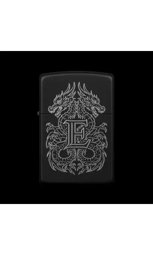 Benzinli Çakmak Ejderha Figürlü E Harfli Tasarım - V17