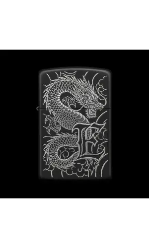 Benzinli Çakmak Ejderha Figürlü E Harfli Tasarım - V18