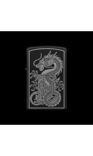 Benzinli Çakmak Ejderha Figürlü E Harfli Tasarım - V20