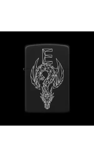 Benzinli Çakmak Ejderha Figürlü E Harfli Tasarım - V22