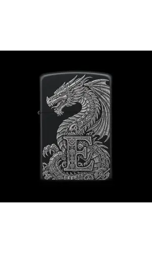 Benzinli Çakmak Ejderha Figürlü E Harfli Tasarım - V24