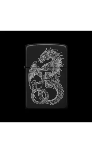 Benzinli Çakmak Ejderha Figürlü E Harfli Tasarım - V25