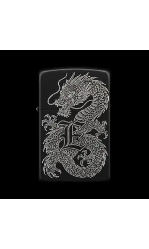 Benzinli Çakmak Ejderha Figürlü E Harfli Tasarım - V29