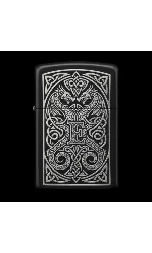 Benzinli Çakmak Ejderha Figürlü E Harfli Tasarım - V3