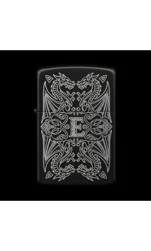 Benzinli Çakmak Ejderha Figürlü E Harfli Tasarım - V30