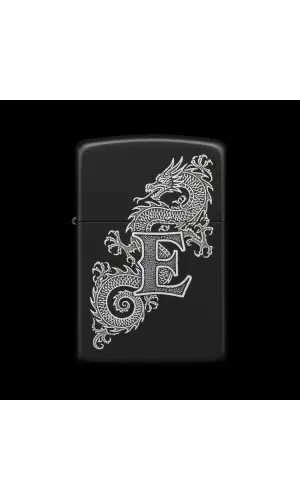 Benzinli Çakmak Ejderha Figürlü E Harfli Tasarım - V32