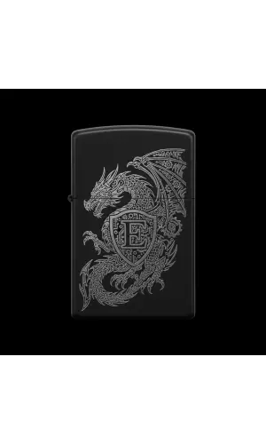 Benzinli Çakmak Ejderha Figürlü E Harfli Tasarım - V33