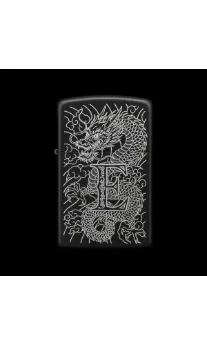 Benzinli Çakmak Ejderha Figürlü E Harfli Tasarım - V37