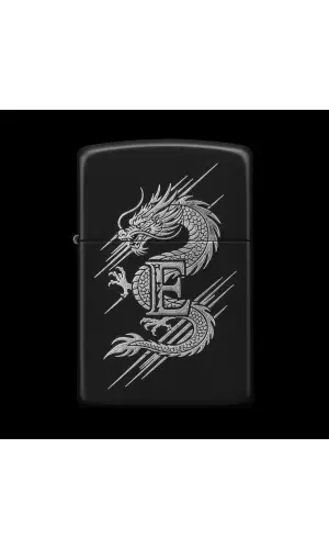 Benzinli Çakmak Ejderha Figürlü E Harfli Tasarım - V40