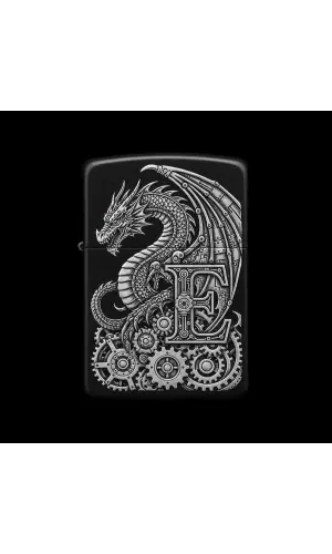 Benzinli Çakmak Ejderha Figürlü E Harfli Tasarım - V41