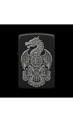 Benzinli Çakmak Ejderha Figürlü E Harfli Tasarım - V44