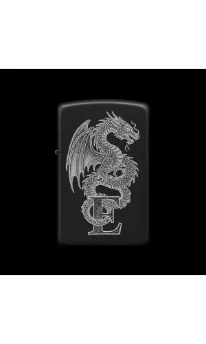 Benzinli Çakmak Ejderha Figürlü E Harfli Tasarım - V46