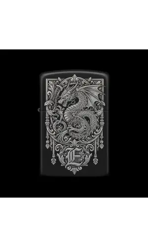 Benzinli Çakmak Ejderha Figürlü E Harfli Tasarım - V5