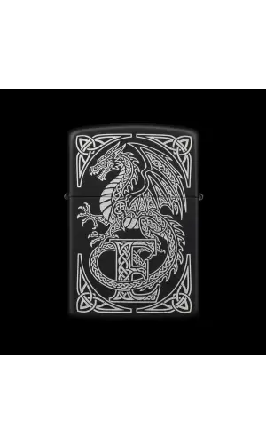 Benzinli Çakmak Ejderha Figürlü E Harfli Tasarım - V52