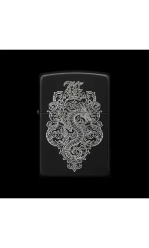 Benzinli Çakmak Ejderha Figürlü E Harfli Tasarım - V55