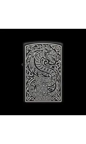 Benzinli Çakmak Ejderha Figürlü E Harfli Tasarım - V57