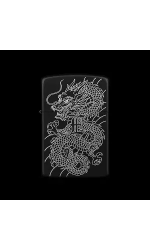 Benzinli Çakmak Ejderha Figürlü E Harfli Tasarım - V58