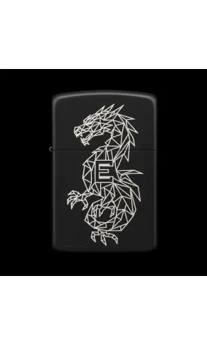 Benzinli Çakmak Ejderha Figürlü E Harfli Tasarım - V6